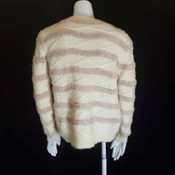 Fate Cream & Tan Striped Sweater (S) - Picture 4 of 5